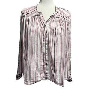 V. De. Vinster Khadi Mexican Embroidered Cotton Boho Blouse Top Size S